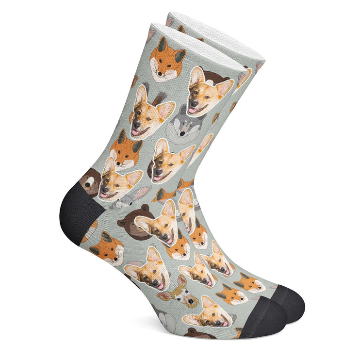 twodogs.ch-Personalisierte "Waldfreunde" Socken